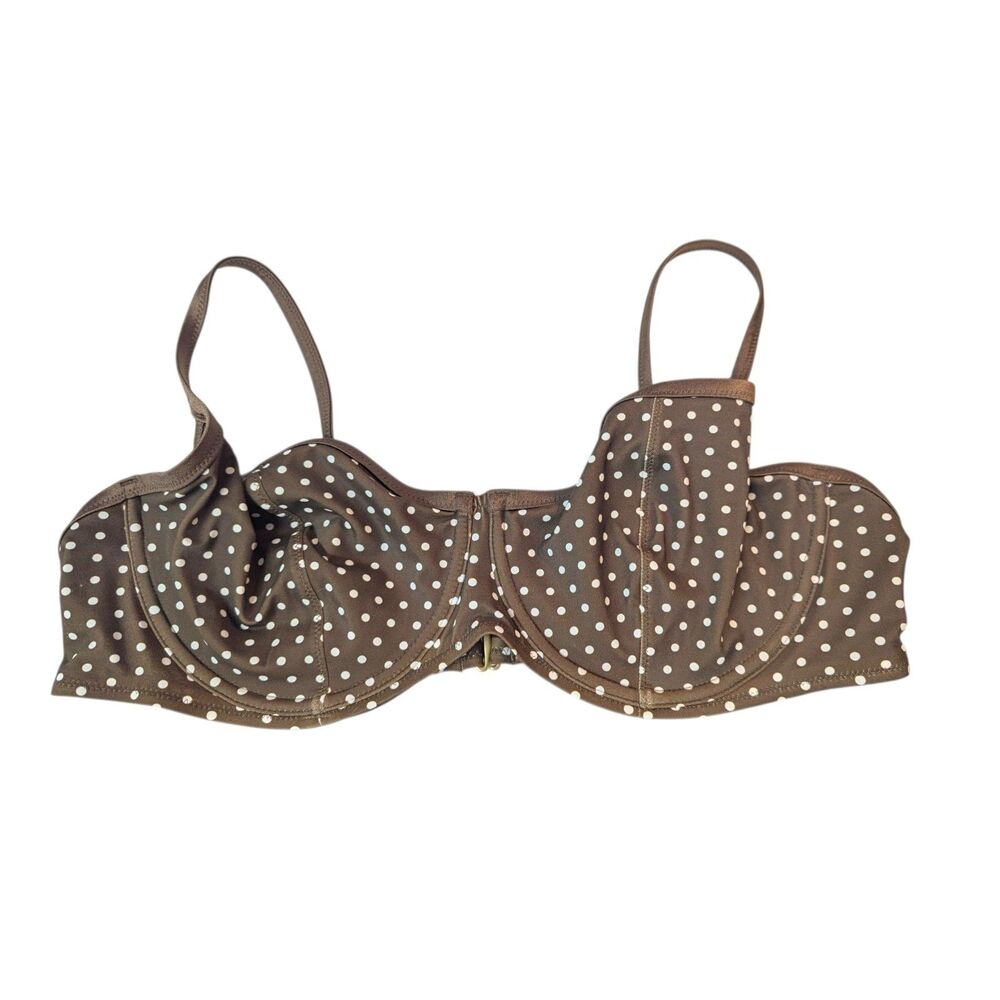 Victoria's Secret Frankies Bikini Moon Bay Top Size XXL NWT Swim Brown Polka Dot